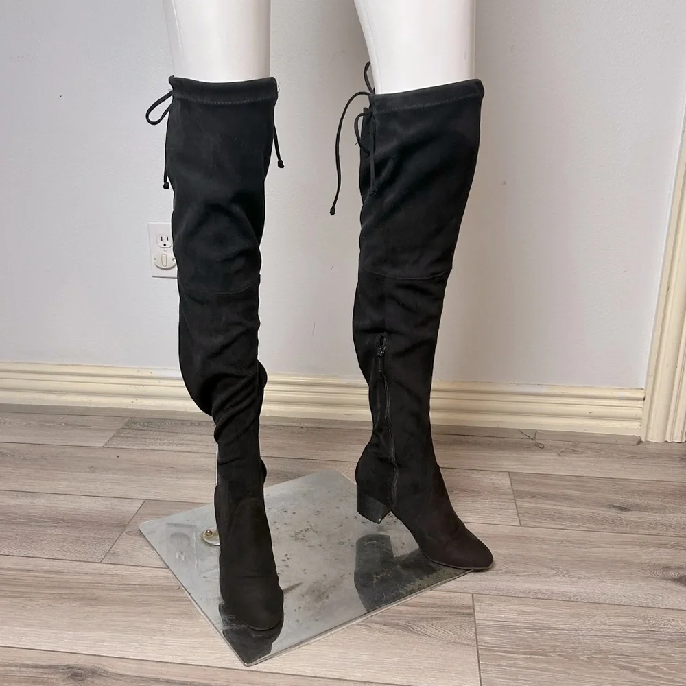 Breckelles Vanessa over the knee suede chunky heel boots Size 7 EUC